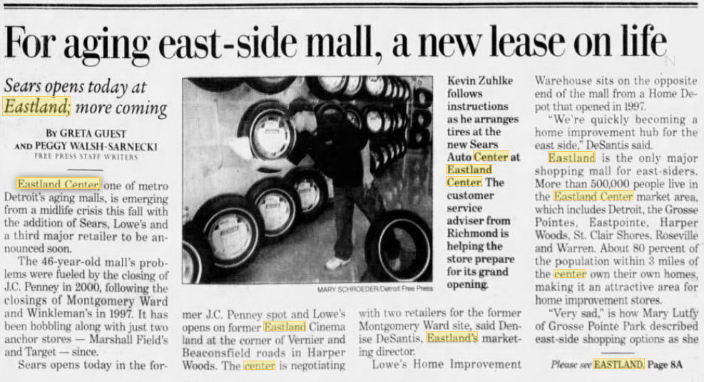 Eastland Center (Eastland Shopping Center, Eastland Mall) - Potential Revival 2003 (newer photo)